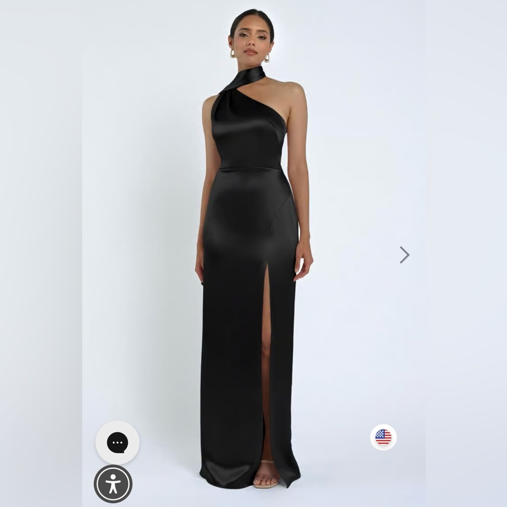 Jenny Yoo Black One-Shoulder Gown